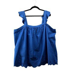 Lane Bryant Cami Top Womens Size 22 Blue‎ Square Neck Flutter Crochet Hem